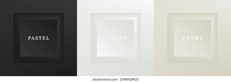 Conjunto de abstrato 3D luxry quadrado quadro projeto de borda. Coleção de cena geométrica para produto cosmético. Elementos de design. Vista superior do pódio ou pedestal. Vetor EPS10.