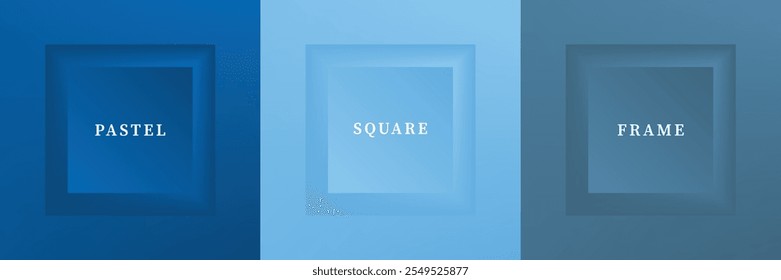 Conjunto de abstrato 3D luxry quadrado quadro projeto de borda. Coleção de cena geométrica para produto cosmético. Elementos de design. Vista superior do pódio ou pedestal. Vetor EPS10.