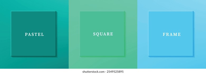 Set of abstract 3D luxry square frame border design. Collection of geometric scene for cosmetic product. Elements for design. Top view of podium or pedestal. EPS10 vector.