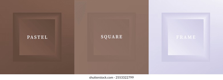 Set of abstract 3D luxry square frame border design. Collection of geometric scene for cosmetic product. Elements for design. Top view of podium or pedestal. EPS10 vector.