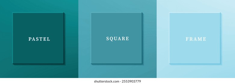 Set of abstract 3D luxry square frame border design. Collection of geometric scene for cosmetic product. Elements for design. Top view of podium or pedestal. EPS10 vector.