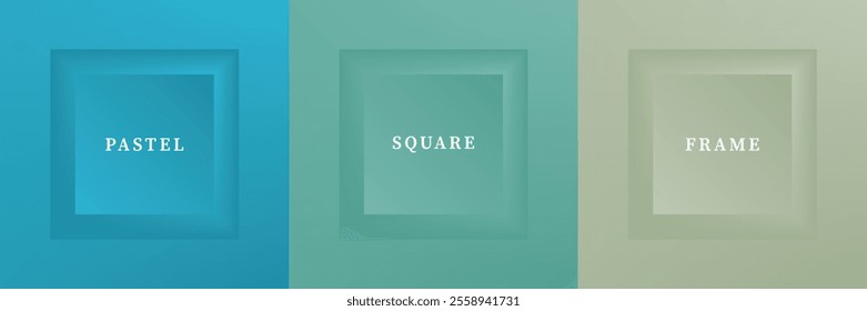 Set of abstract 3D luxry square frame border design. Collection of geometric scene for cosmetic product. Elements for design. Top view of podium or pedestal. EPS10 vector.