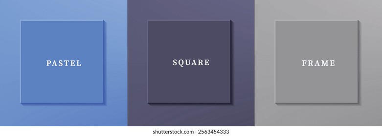Set of abstract 3D luxry square frame border design. Collection of geometric scene for cosmetic product. Elements for design. Top view of podium or pedestal. EPS10 vector.