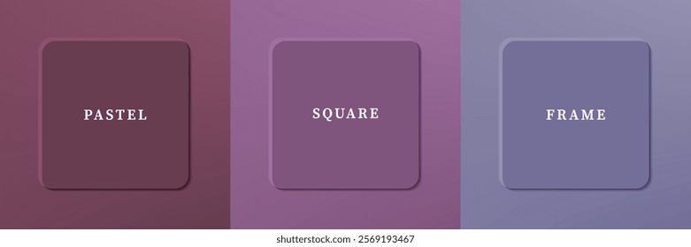 Set of abstract 3D luxry square frame border design. Collection of geometric scene for cosmetic product. Elements for design. Top view of podium or pedestal. EPS10 vector.