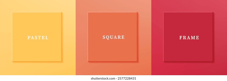 Set of abstract 3D luxry square frame border design. Collection of geometric scene for cosmetic product. Elements for design. Top view of podium or pedestal. EPS10 vector.