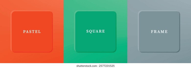 Set of abstract 3D luxry square frame border design. Collection of geometric scene for cosmetic product. Elements for design. Top view of podium or pedestal. EPS10 vector.