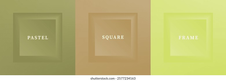 Set of abstract 3D luxry square frame border design. Collection of geometric scene for cosmetic product. Elements for design. Top view of podium or pedestal. EPS10 vector.