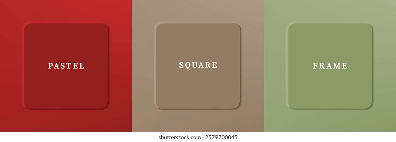 Set of abstract 3D luxry square frame border design. Collection of geometric scene for cosmetic product. Elements for design. Top view of podium or pedestal. EPS10 vector.