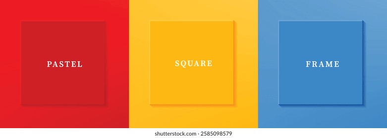 Set of abstract 3D luxry square frame border design. Collection of geometric scene for cosmetic product. Elements for design. Top view of podium or pedestal. EPS10 vector.