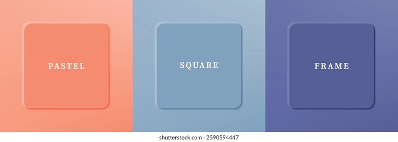 Set of abstract 3D luxry square frame border design. Collection of geometric scene for cosmetic product. Elements for design. Top view of podium or pedestal. EPS10 vector.
