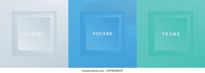 Set of abstract 3D luxry square frame border design. Collection of geometric scene for cosmetic product. Elements for design. Top view of podium or pedestal. EPS10 vector.