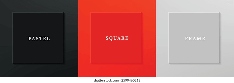 Set of abstract 3D luxry square frame border design. Collection of geometric scene for cosmetic product. Elements for design. Top view of podium or pedestal. EPS10 vector.