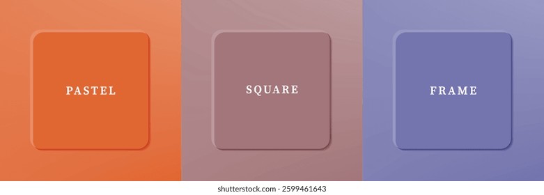Set of abstract 3D luxry square frame border design. Collection of geometric scene for cosmetic product. Elements for design. Top view of podium or pedestal. EPS10 vector.
