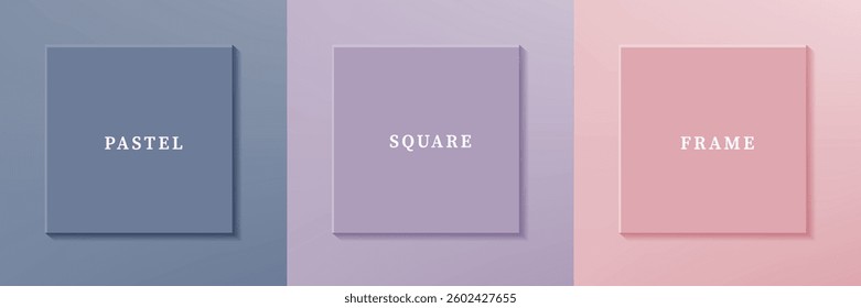 Set of abstract 3D luxry square frame border design. Collection of geometric scene for cosmetic product. Elements for design. Top view of podium or pedestal. EPS10 vector.
