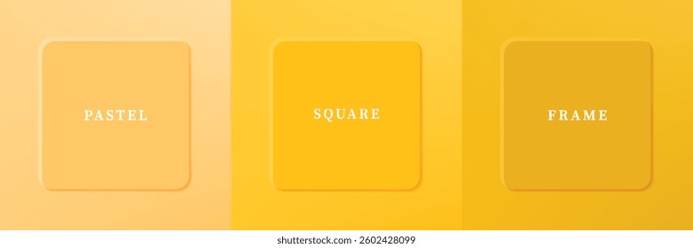 Set of abstract 3D luxry square frame border design. Collection of geometric scene for cosmetic product. Elements for design. Top view of podium or pedestal. EPS10 vector.