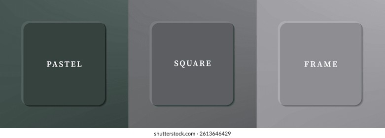 Set of abstract 3D luxry square frame border design. Collection of geometric scene for cosmetic product. Elements for design. Top view of podium or pedestal. EPS10 vector.