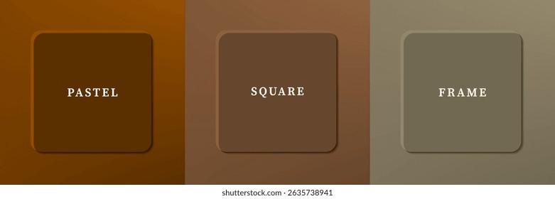 Set of abstract 3D luxry square frame border design. Collection of geometric scene for cosmetic product. Elements for design. Top view of podium or pedestal. EPS10 vector.