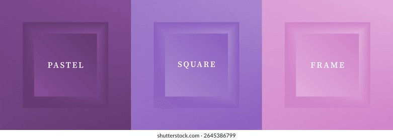Set of abstract 3D luxry square frame border design. Collection of geometric scene for cosmetic product. Elements for design. Top view of podium or pedestal. EPS10 vector.
