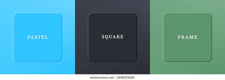 Set of abstract 3D luxry square frame border design. Collection of geometric scene for cosmetic product. Elements for design. Top view of podium or pedestal. EPS10 vector.