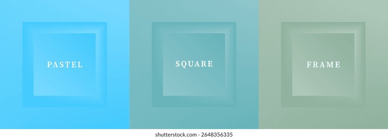 Conjunto de diseño abstracto de borde de marco cuadrado de lujo 3D. Colección de la escena geométrica para el producto cosmético. Elementos para el diseño. Vista superior del podio o pedestal. Vector EPS10.