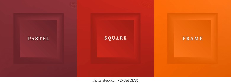 Conjunto de diseño abstracto de borde de marco cuadrado de lujo 3D. Colección de la escena geométrica para el producto cosmético. Elementos para el diseño. Vista superior del podio o pedestal. Vector EPS10.