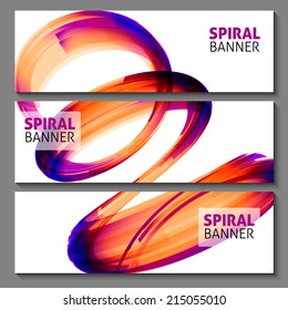 set of abstract 3d tech spiral circle tornado vector banners for your business presentation, vector background