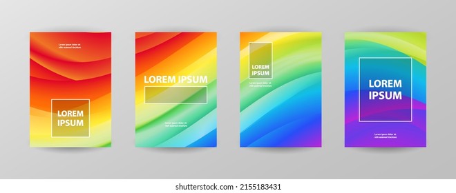 Set of abstract 3D wave in rainbow spectrum. Vivid background for poster, brochure, flyer, leaflet, book cover, banner, report, and website. Vector graphic design template