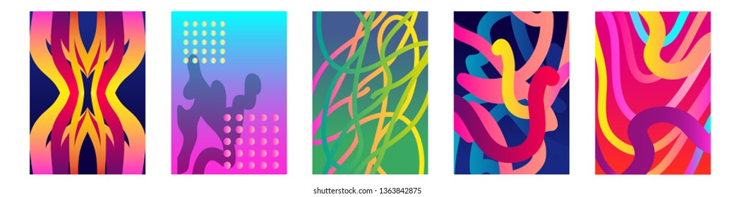 Set of abstract A4 cover with colorful gradients.