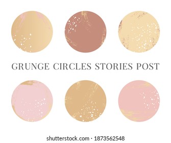 Set abstract account art background story highlight covers icons.Circle logo watercolor highlight for social media stories.Stylish design element for beauty shop,bloggers and social page cover.Vector.