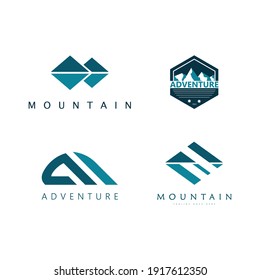 Set of abstract Adventure Logo, Mountain on Vintage Logo Design vector icon illustration