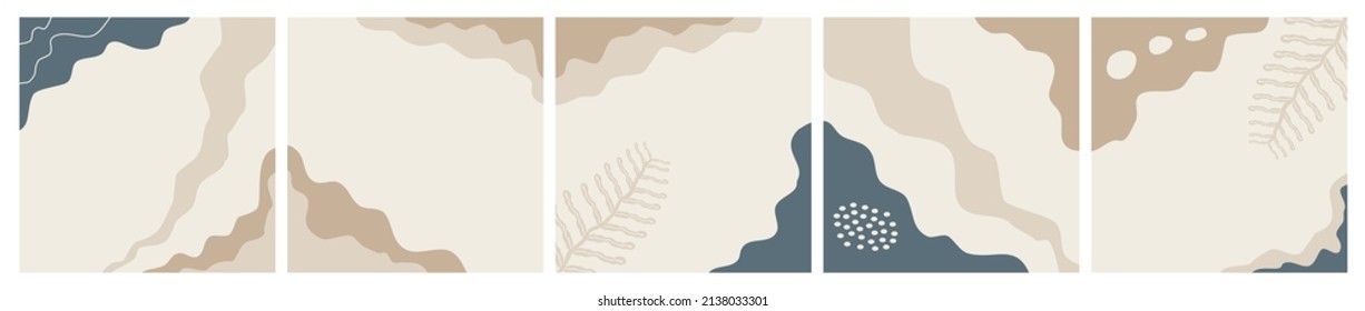 Set of abstract aesthetic background on pastel color for social media post, feed, carousel template, promotion, frame, banner, flyer.