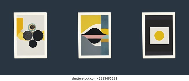 Set of abstract aesthetic shapes wall art  Modernist-style collages, SSTKabstract, decorative illustration