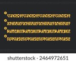 set of abstract ancient tribe glyph border pattern decoration or alien language glyph border seamless pattern decoration