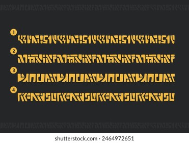 set of abstract ancient tribe glyph border pattern decoration or alien language glyph border seamless pattern decoration