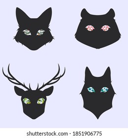 Set of abstract animals. Concept of wildlife.