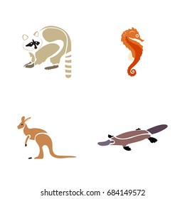 Set of abstract animals on a white background, Vector illustration