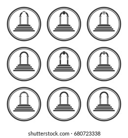 Set of abstract arch silhouette. Arch icon.