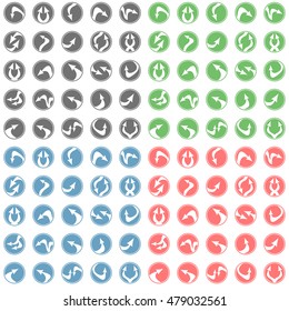 Set of abstract arrow icons. Activity arrows. Rotation.