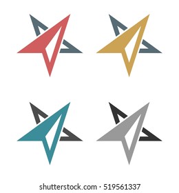 set Abstract Arrow Star Compass Rose Logo template Illustration Design. Vector EPS 10.