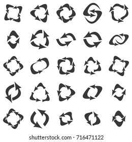 Set of abstract arrows. Activity arrows. Reload, loading.