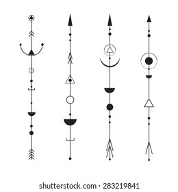 Set of abstract arrows - tattoo, design elements. Minimalism