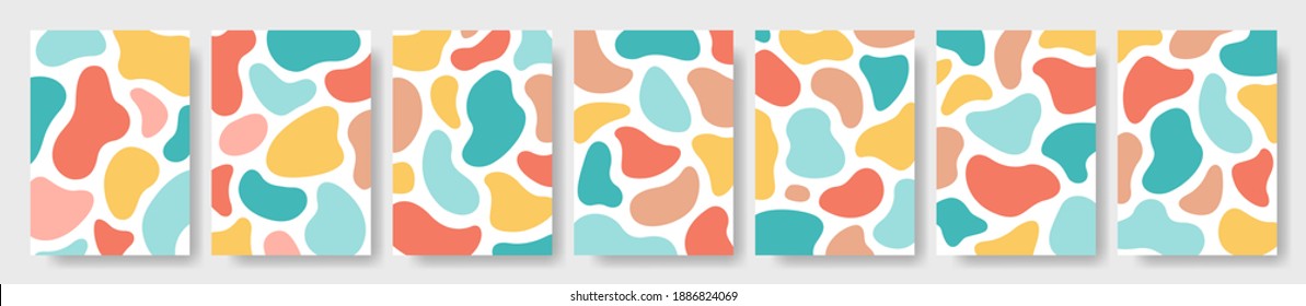 Conjunto de fondo de arte abstracto. Moderna y moderna forma de flor. Elementos de forma líquida. Banner de formas de color fluido dinámico. Ilustración vectorial.