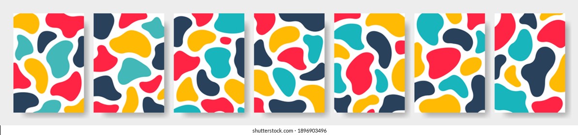 Set of abstract art background. Modern trendy blotch shape. Liquid shape elements. Fluid dynamical colored forms banner. Vector illustration.