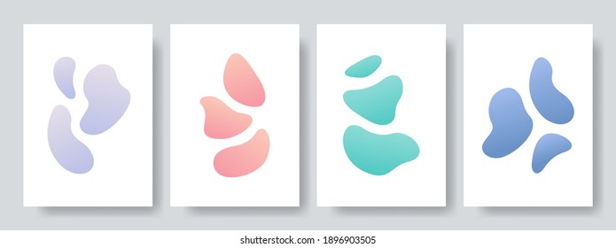 Set of abstract art background. Modern trendy blotch shape. Liquid shape elements. Fluid dynamical colored forms banner. Vector illustration.