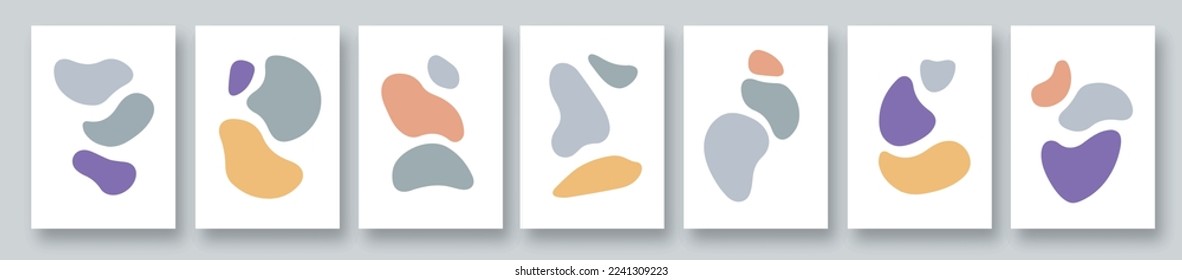 Set of abstract art background. Modern trendy blotch shape. Liquid shape elements. Fluid dynamical colored forms banner. Vector illustration. 10 EPS.