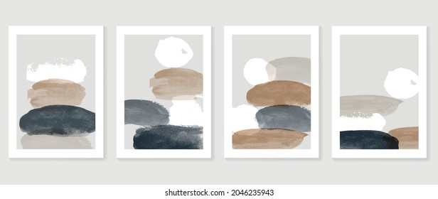 Set of abstract art background vector. Watercolor hand painted illustration for wall art, Wall decoration, poster, canvas prints, postcard and cover design.  