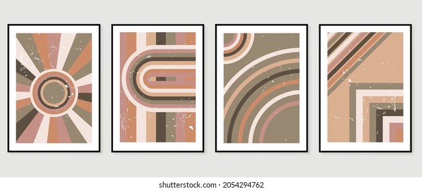 Set of abstract art background vector. Watercolor hand painted illustration for wall art, Wall decoration, poster, canvas prints, postcard and cover design.  