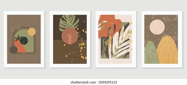 Set of abstract art background vector. Watercolor hand painted illustration for wall art, Wall decoration, poster, canvas prints, postcard and cover design.  