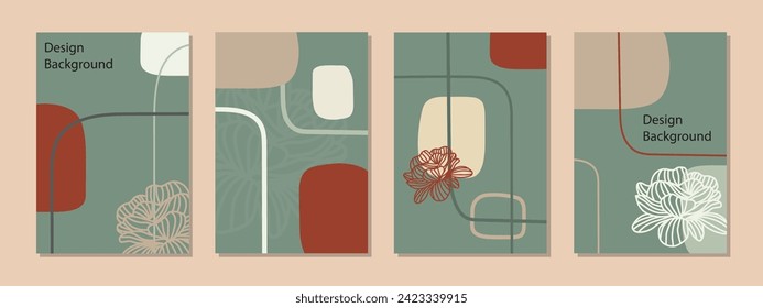 set abstract art flower texture vector design creative page