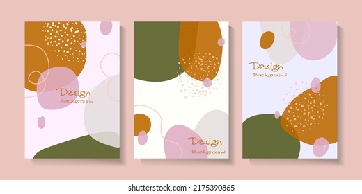 Set of abstract art nature background vector illustration.Modern shape line art wallpaper. Botanical tropical design for home decoration, wall art, social media post.